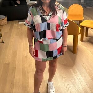 RIXO Colorful Patchwork Skirt